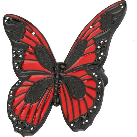 Poignée de tiroir, bouton de placard de cuisine, poignée d'armoire (forme papillon), noir et rouge (1/5)