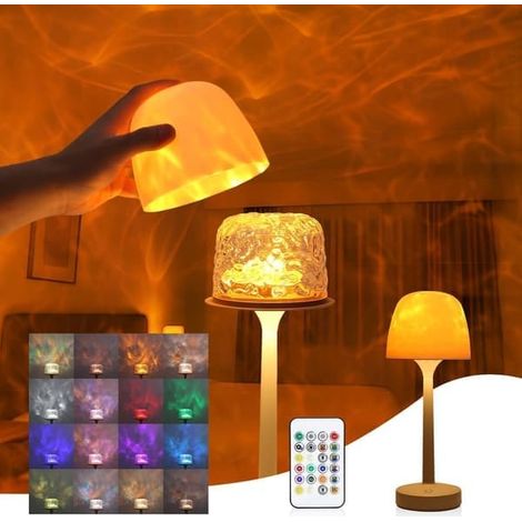 Lampe projecteur sans fil, télécommande sans fil rechargeable par USB, veilleuse portable à piles, projecteur LED Aurora avec télécommande (1/5)