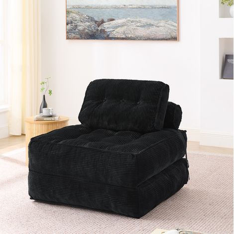 Sofá 2-en-1 plegable, en cuerda, negro (1/5)