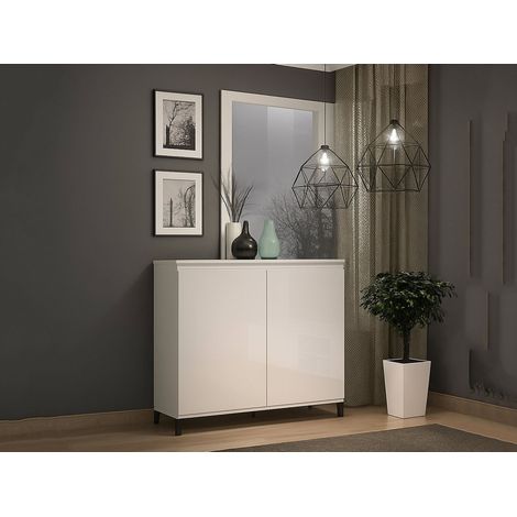 Aparador Iwao, Estantería una Repisa, Hecho en Italia, 40x100x110h cm Blanco Brillante (1/3)