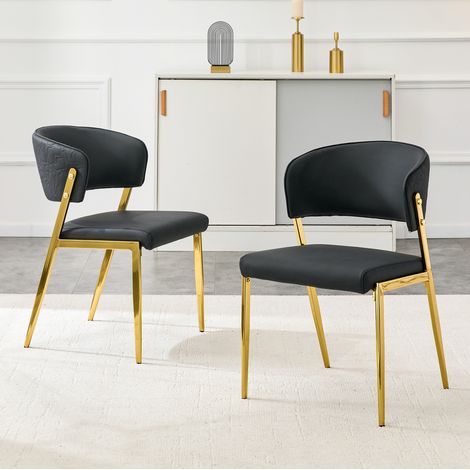 Set di 2 sedie da sala da pranzo, schienale curvo, seduta imbottita nera HAVRYA (1/5)