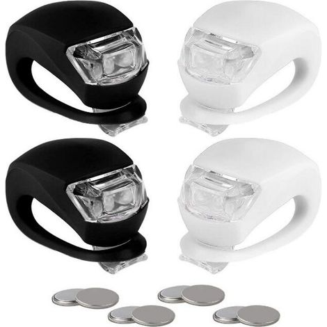 Lampe Vélo Led - Ensemble 6 Pièces En Silicone - Pour Vélo De Route Et Vtt - Noir Et Blanc (1/5)