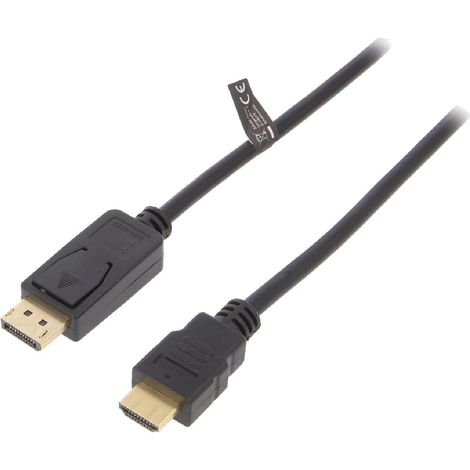 Cable DisplayPort 1.2 prise male HDMI prise male 3D 4K 2m - Noir