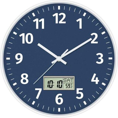 Horloge Murale Numérique Affichage Heure Date Température Silencieuse Sans Tic Tac Alimentée Par Piles