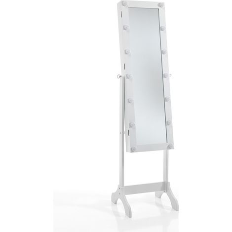 Specchiera da terra con luci LED e vano contenitore Pola Lux