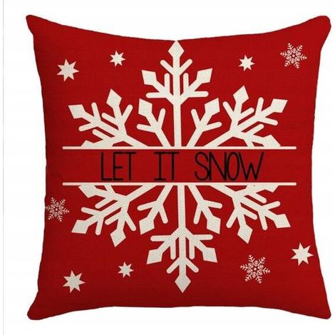 Federa per cuscino natalizia invernale Ecarla 45x45cm con fiocchi di neve POD179