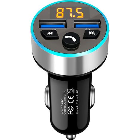 Bluetooth car charger, new car power bank, car charger, car MP3 Bluetooth player, FM transmitter -- Space Silver
