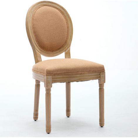 Chaises bistrot en bois massif et lin beige, dossier cannage rotin, pack de 2 pour cuisine ou salle à manger, style rustique chic, modèle DE1845TN (1/5)