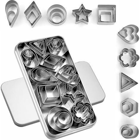 30-teiliges Mini-Ausstechformen-Set mit Box. kleine Obst- und Gemüse-Ausstechformen aus Edelstahl für Kinder aus Polymer-Ton. geometrisches Set für Keksformen (1/4)