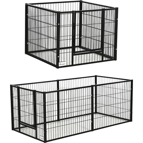 Recinto per Cani di piccola taglia con 6 pannelli per esterni e Interni, 82.5-150x79x61cm Metallo