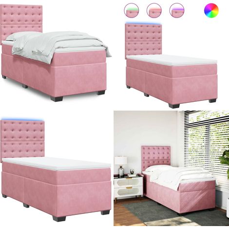 Boxspringbett mit Matratze Rosa 100x200 cm Samt - Boxspringbett - Samtbett - Rosa Bett - LED Beleuchtung - Höhenverstellbares Kopfteil - Home & Living (1/5)