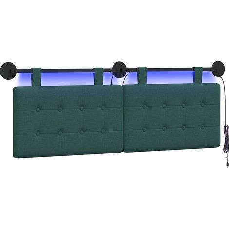 Maison Exclusive - Testiera sospesa Con luce LED Verde Scuro Tessuto (1/5)