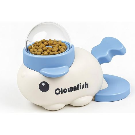 Puzzle interactif et distributeur de croquettes anti-glouton - Jeu de réflexion pour chiens et chats - Jouet distributeur de croquettes anti-ennui - Motif poisson-clown - Bleu