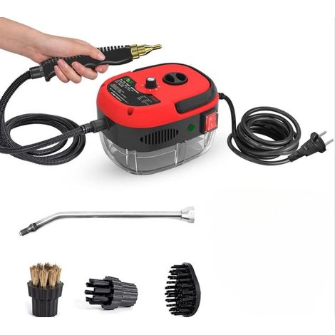 Nettoyeur vapeur à main 2500 W, haute pression (3 bars), réservoir d'eau de 1000 ml, 6 vitesses réglables, 3 têtes de brosse incluses, chauffe rapide (1/5)