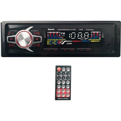 TRADE SHOP - Autoradio Stereo Bluetooth Frontalino Estraibile Fm Mp3 Usb Sd Lcd 60wx4 Ec-7008 -