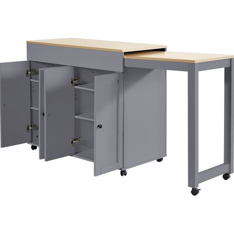 Tavolo da bar estensibile grigio in MDF 117-180 cm con contenitore MODENUIT (1/5)
