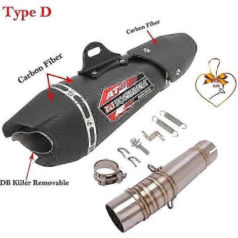 Pot d'échappement moto, tube intermédiaire en fibre de carbone, pour Honda NC700, NC700X, NC750, NC750X, NC750S, 2012-2023, Yoshimura AT2 (Type D) (1/5)