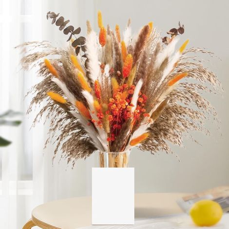 61-teiliges Deko-Set aus getrocknetem Pampasgras, flauschiger Trockenblumenstrauß mit Schleierkraut und Eukalyptus für rustikale Boho-Tischdekoration, Zuhause, Hochzeiten und Herbstdeko (1/5)