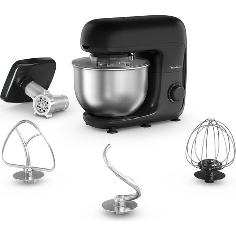 Moulinex Bake essential Robot pasticcere, 800 W, Ciotola 4.8 L, kit di pasticceria, Tritacarne QA161810, Nero Glama (1/2)