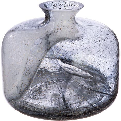 Vase à col en Verre - Noir/Blanc - Hauteur 18,5 cm x Ø 22 cm - Vase décoratif (1/2)