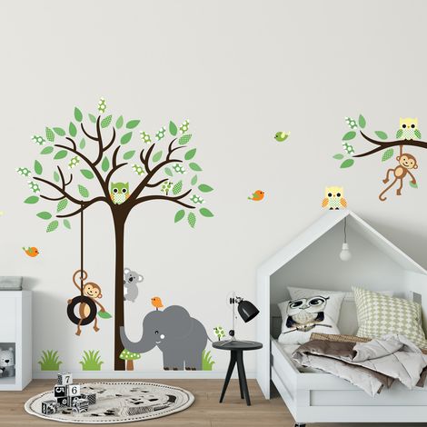 Stickers muraux Sticker Mural Autocollant - ANIMAUX ÉLÉGANTS DANS LA JUNGLE - Stickers adhésifs - 60x80cm (1/5)