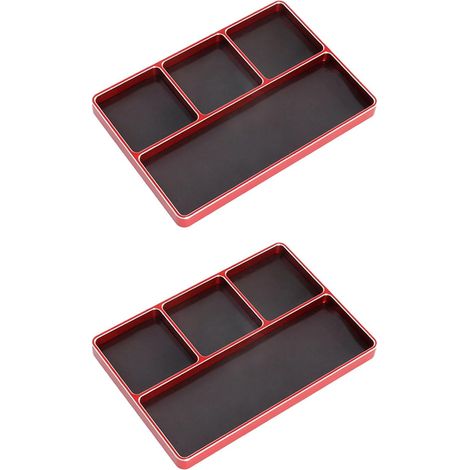 2X 1/10 1/8 RC ModèLe de Voiture en Métal CNC Quatre Grilles Simple Vis Disque BoîTe de Rangement ÉCrou en Métal Vis Plateau, Rouge (1/3)