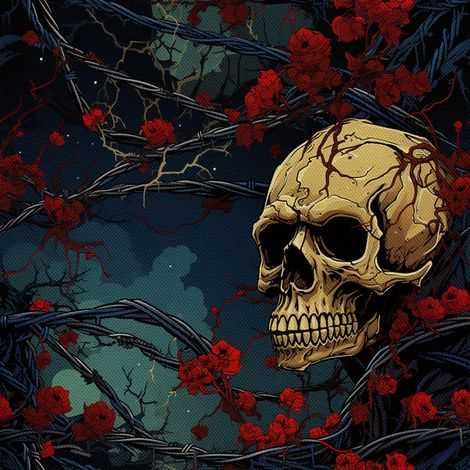 Tela decorativa para exteriores Oxford - Motivo de calavera I DX4270 (1/5)