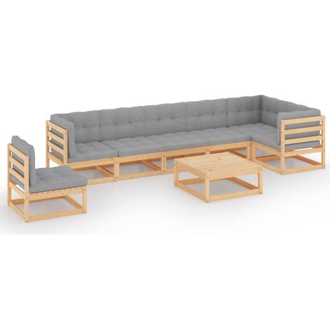 Maison Exclusive - Set Salotto Giardino 8 pz Cuscini Antracite Legno Massello Pino (1/5)