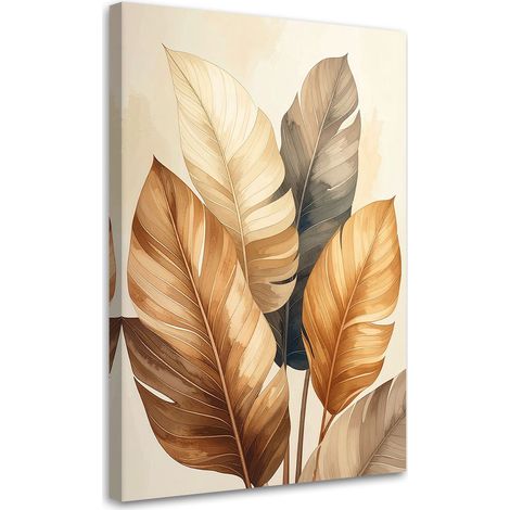 Impresión de Imagen Hojas tropicales doradas sobre fondo claro 20x30 (1/5)