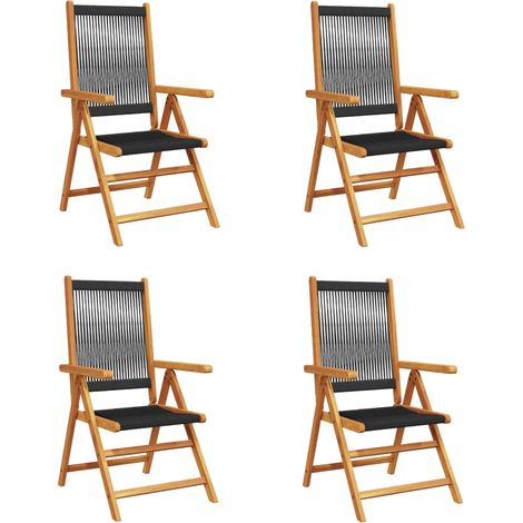 Maison Exclusive - Gartenstuhl Verstellbar 4 Stk. Schwarz Massivh