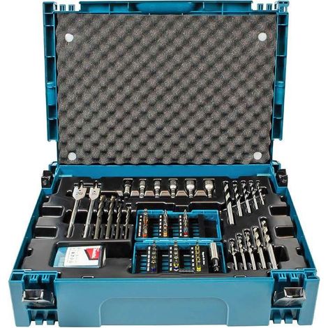 Makita – Foret à métaux 69 pièces – B49638 – Coffret Mak-Pac avec embouts pour vissage rapide – Pour béton armé et bois dur