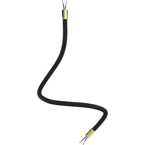 Creative-Cables Kit Rallonge Creative Flex (longueur 60 cm, Ø 10 mm) - Revêtement tissu RM04 noir et finition bronze satiné - Avec embouts métalliques et accessoires