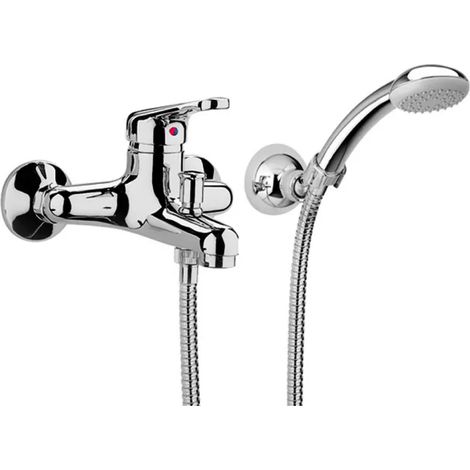 Rubinetto miscelatore monocomando per vasca esterno con doccia serie pegaso  Con attacco duplex e flessibile mt 1,5  Rubinetteria paffoni spa