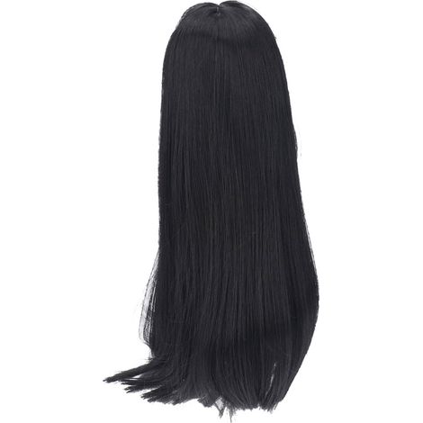Perruque pour poupée 20-23 cm, fibre résistante à la chaleur, noire.