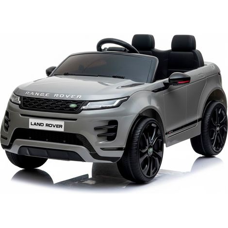 Auto Elettrica Bambini Range Rover Evoque 12V con Licenza Ufficiale Ruote in Gomma EVA Sedile in Pelle Cintura 5 Punti Telecomando 2.4GHz Luci LED Bluetooth MP3 USB Tappetini Inclusi Grigio