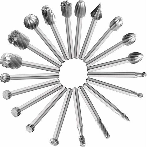 Lime rotanti per legno in acciaio rapido da 20 pezzi, fresa per legno, 20 set di lime per legno argentate (1/5)