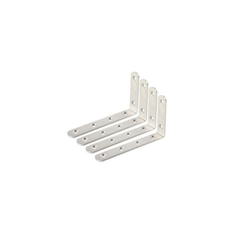 4 pièces supports d'étagère en L, supports muraux pour étagères en bois, support d'étagère robuste 125 mm x 75 mm (1/5)