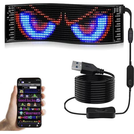 1 flexibles LED-Panel, RGB-Matrix, Bluetooth-Steuerung, programmierbares Display, für Auto und Bar (1/5)