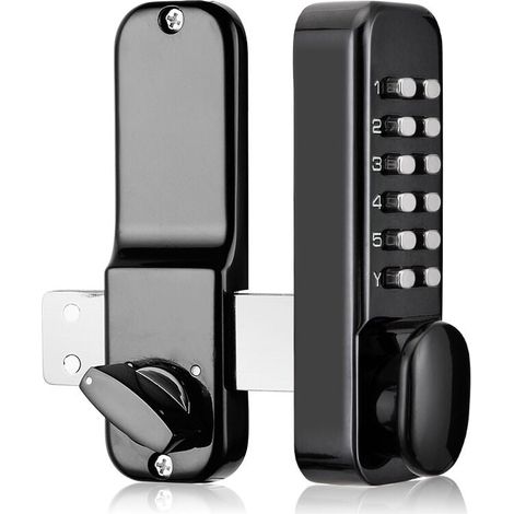 Serrure à code numérique - Chrome - Étanche - Bouton de verrouillage à combinaison - Avec clé - Noir (1/4)