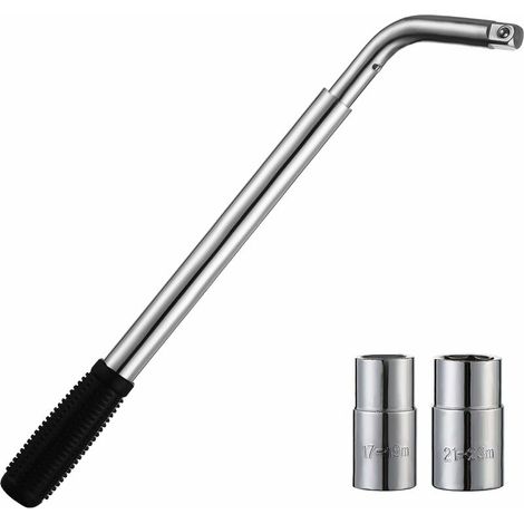 Clé à ergots télescopique Clé à écrou de roue extensible,Clé à extension universelle pour pneu,Ensemble de renfort de roue pour outil de réparation de pneus pour(17mm, 19mm,21mm,douille 23mm)