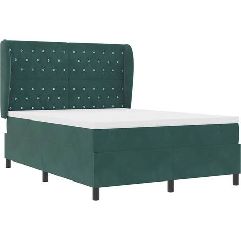 Cama tipo Box Spring Verde oscuro 200 x 140 cm Poliéster vidaXL