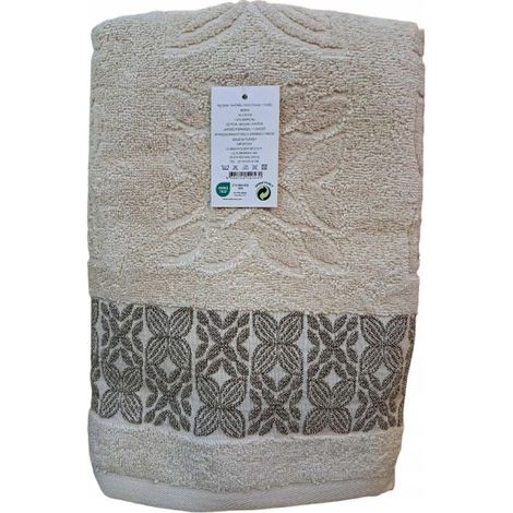 Serviette 70x140 Barbe à papa turque 100% coton beige (1/4)