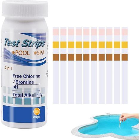 Kit de band-elettes de test 3 en 1 pour spa, piscine elettes 50 band-elettes de testeur d'eau pour l'alalinité du chlore libre, le brome et le pH (1/5)