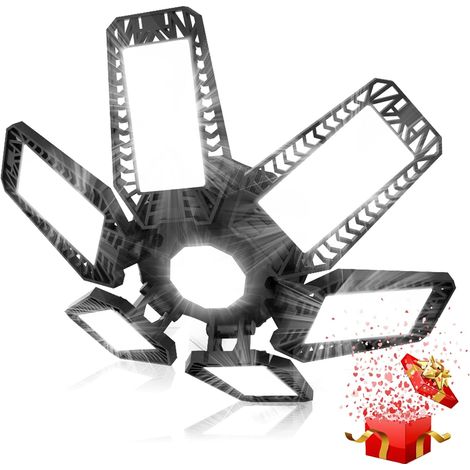 Éclairage LED Garage 185W 1 Pièce, 18500LM Orientable Lampe Garage 6+1 Panneaux Pliable Eclairage Garage, E27 Brillante Plafonnier LED pour Garages, Sous sol, Entrepôt, Ateliers de Bricolage (1/5)