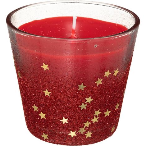Windlicht Kerze Glitter Rot 190g im Glas - Feeric lights & christmas