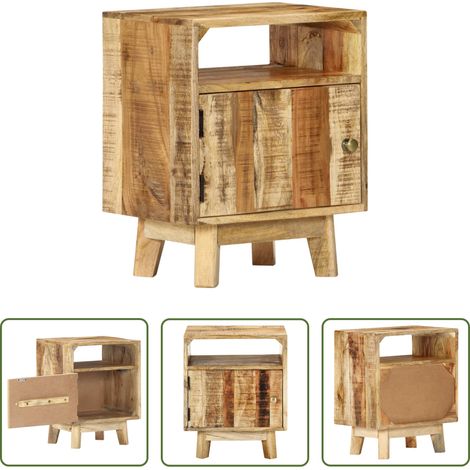 Bois de manguier - Table de chevet 40x30x50 cm Bois de manguier brut (1/5)