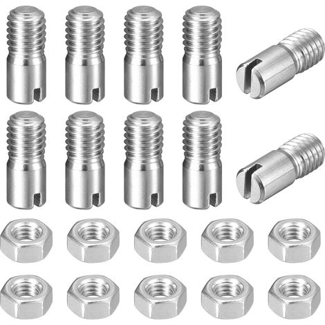 10pcs Goupilles Cylindriques avec Écrou, M6x14mm Goujon Cylindrique Fendu Fileté Externe 304 Acier Inoxydable Industriel Mécanique Chevilles Support d'Étagère Tige Fixation Meubles (1/5)