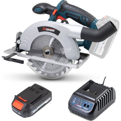 Scie circulaire sans fil 20V  165mm livrée avec 1 batterie 2Ah et un chargeur rapide. (1/4)