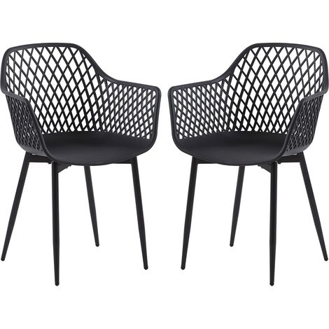 Lot de 2 Chaises de Salle à Manger de Style Scandinave - Noir - Idéales pour Terrasse, Jardin et Extérieur (1/4)