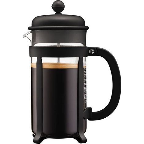 Cafetière à piston - Modèle 1L noir - Verre borosilicate résistant - Filtre inox - Idéal pour café et thé - Noir (1/5)